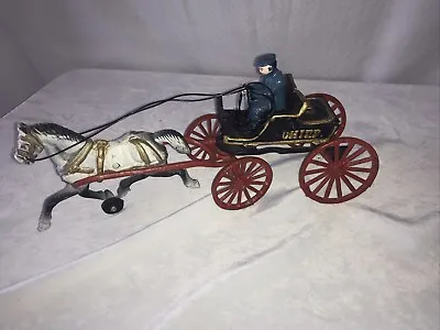 Antique P.D. Chief Cast Iron Horse-Drawn Carriage • $45