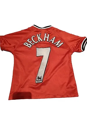Manchester United Football Shirt Kids 4-5 Umbro David Beckham Number 7 Official  • £38