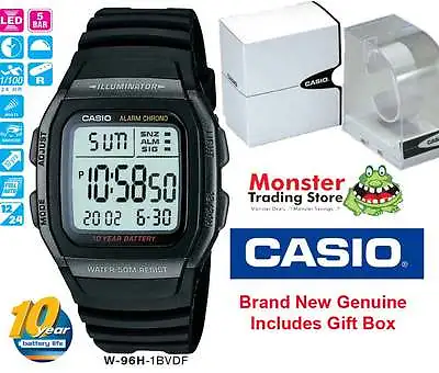 Casio Watch W-96h-1bv W96h W-96h W-96 50-metres 12-month Warranty • $70.30