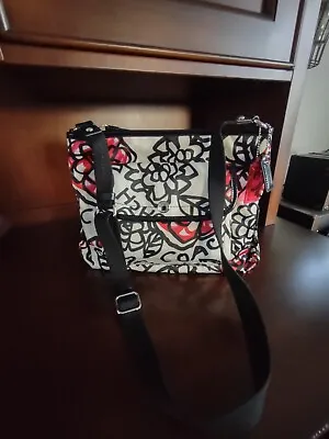COACH F16864 Poppy Daisy Kyra Floral Pink & Black Graffiti Crossbody Handbag • $69.99