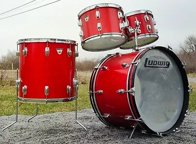 60's Ludwig Standard Red Mist (Sparkle) 4PC Drum Set • $995