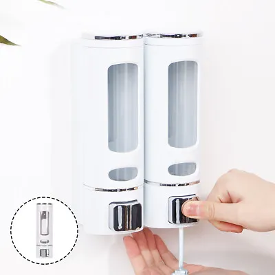 Soap Dispenser Wall Mounted Liquid Bathroom Hand Wash Shower Gel Shampoo Home • £8.39