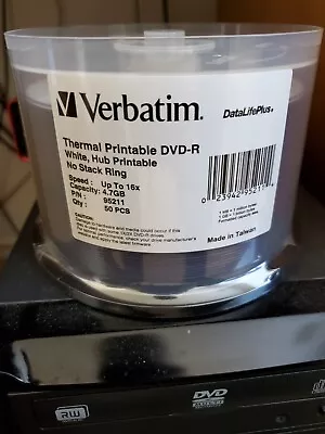 Verbatim 4.7GB DVD-R White Hub Printable - Pack Of 50 (Gloss Surface) • $29.95