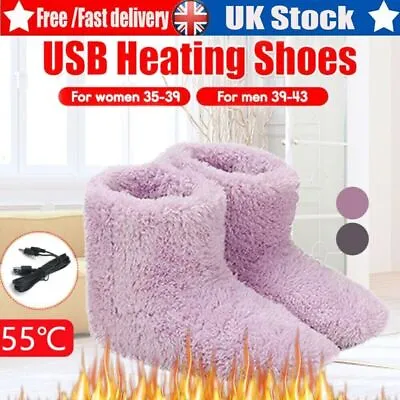 £6.99 • Buy Winter USB Warmer Foot Shoe Plush Warm Electric Slipper Feet Heated Washable New