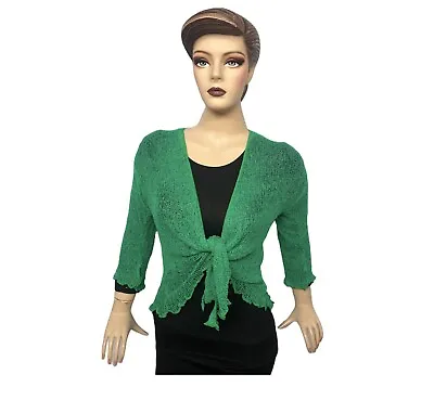 New Womens Tie Up Open Front Shrug Ladies Knitted Cropped Bolero Beach Summer • £9.49