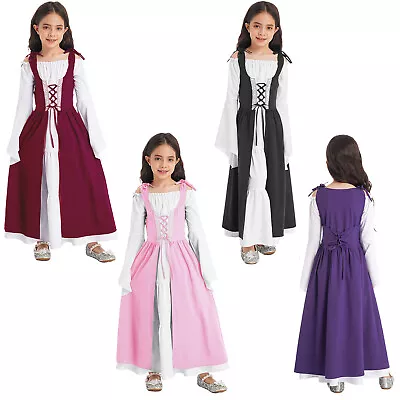 Girls Medieval Princess Costume Renaissance Faire Dress Medieval Irish Halloween • $24.82