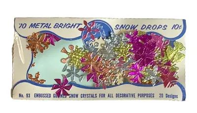 $74.69 • Buy VINTAGE Christmas Stickers 70 Metal Bright Snow Drops Snowflakes NEW SEALED