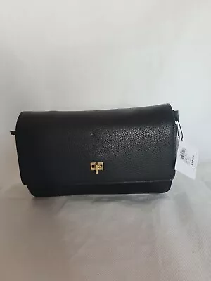 £49.95 • Buy John Lewis Leather Bag Cross Body Black Medium Flap Over Lock Gold Chain BNWT