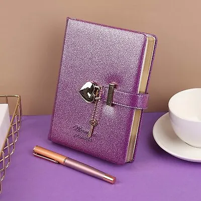 Leather Journal Heart Lock Notebook With Key Girls Birthday Christmas Xmas Gifts • $73.34