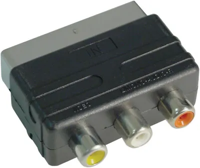 SCART OUT To AUDIO VIDEO IN White Red Yellow 3 RCA Phono TV Adapter • £3.20