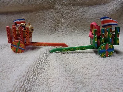 Miniatures - Red And Green Decorated Fiesta Wagons - Costa Rica (1980's) • $10