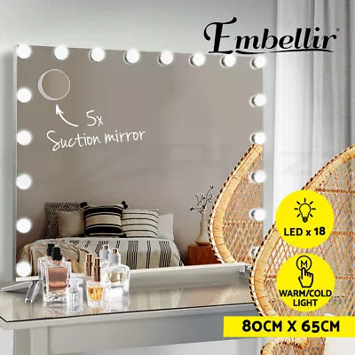 Embellir Makeup Mirror 80X65cm Hollywood With Light Vanity Dimmable Wall 18 LED • $117.95