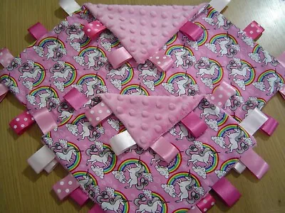 Unicorn Taggy Blanket 2 Sizes Personalisation Available • £6