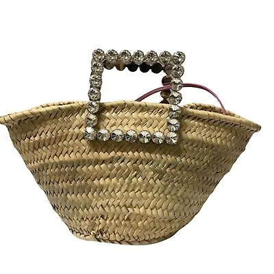 L'ALINGI Wicker Raffia Crystal Basket Tote Bag Handbag NEW RRP 445 • £137.95