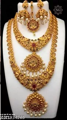 $27.89 • Buy Indian Bollywood Bridal Choker Necklace Set Gold Plated Fashion Wedding Jewelry