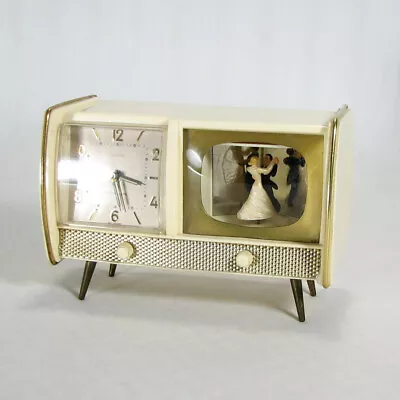 Vintage Florn Mid Century Modern Musical Alarm Clock Germany Bride Groom Working • $90