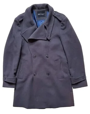 MARKS SPENCER LONG PEA COAT Mens M Grey Wool Was £90 VGC • $36.03