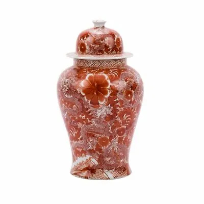 $347.99 • Buy Orange And White Porcelain Temple Jar Dragon And Floral Motif 18 