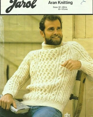 £4.49 • Buy JAROL Aran Knitting Pattern, Men's Aran Jumper Size 32 - 46  / 81 - 117cm