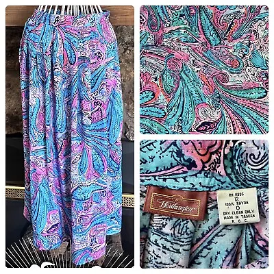 Vintage 90’s Abstract Animal Worthington Skirt Peacock Tiger Midi 27” Waist EUC! • $12.80