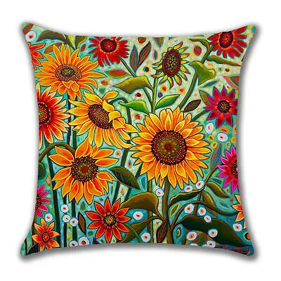 Pack Of 4 Outdoor Waterproof Colorful Flowers Cushion Covers 45x45 Cm For Patio • £7.25