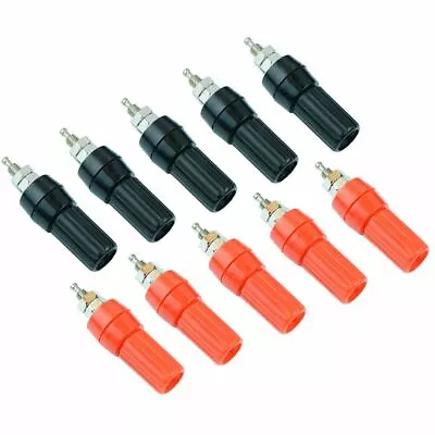 £4.99 • Buy 5 Pairs Red Black 4mm Banana Binding Post Socket Connector Terminal Speaker