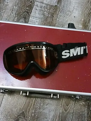 Vintage Smith Airflow Ski Snowboarding Goggles Black Band Orange Lenses • $11