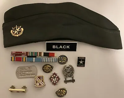 Vintage Military Pin And Badge Lot W/ Older Hat Cap • $29.95
