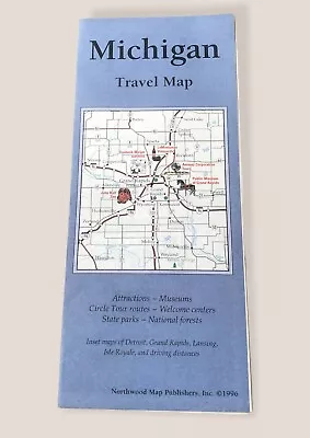 Michigan Travel Map 1996 Vintage By Northwood Map Publishers • $7