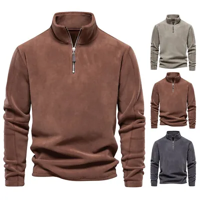 Men Stand Collar Long Sleeve Sweatshirt Jumper Sweater Pullover Thermal Warm Top • $31.26