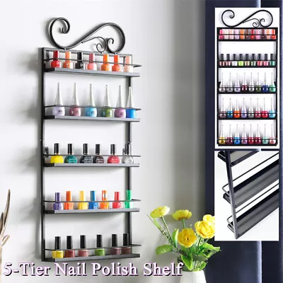 5 Tier Nail Polish Display Metal Rack Wall Mount Organizer Makeup Shelf Holder • $21.99
