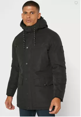 JACK AND JONES Mens Jack Fur Parka Black (HF RUR) • £39.99