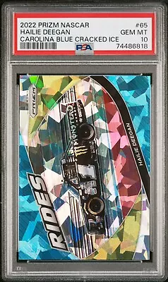 2022 Prizm Racing Hailie Deegan #65 Carolina Blue Cracked Ice /25 PSA 10 POP 1 • $68