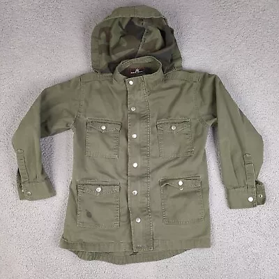 $13.50 • Buy Red Ape Jacket Boys 12 Long Army Green Military Utility Hooded Button Zip