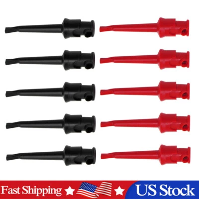 $10.99 • Buy 10PCS Mini Grabber Test Hook Clips Insulated Black & Red For Electrical Testing