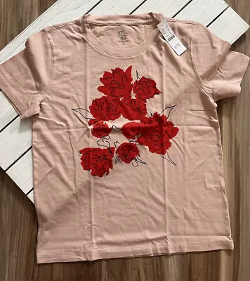 J. Crew Women's  Red Sketched Flower  Graphic T Shirt • $34.99