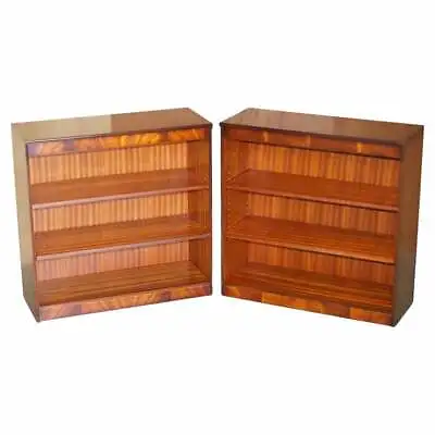 Pair Of Shaws Of London Flamed Mahogany Dwarf Open Library Bookcases Small Suite • $1866.38