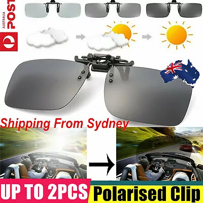 $7.99 • Buy Photochromic Polarised Clip On Flip Sunglasses Pilot Polarized Fishing Eyewear A