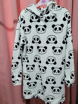 Girls Hooded Dressing Gown Jumper White Panda Age 11-12 Years From Shein • £4.99