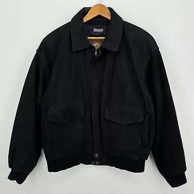 Adventure Bound Jacket Men's XL Black Genuine Suede Leather Full Zip Vintage • $39.95