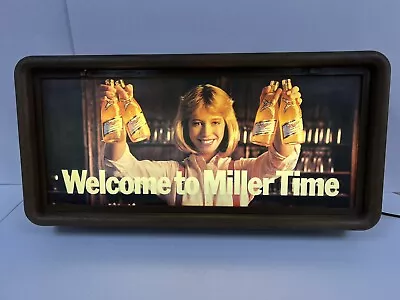 VINTAGE Miller High Life Welcome To Miller Time Lighted 80's Sign 26.5”x13”x4.5” • $319.99