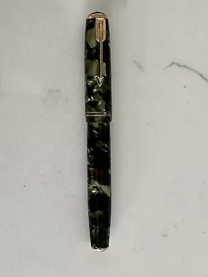 Vintage 1930s Parker Vacumatic Black Green Marble Fountain Pen No Ink • $200