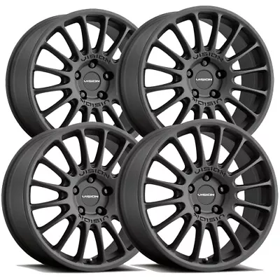 (Set Of 4) Vision 477 Monaco 17x7 5x112 +38mm Satin Black Wheels Rims 17  Inch • $539.96