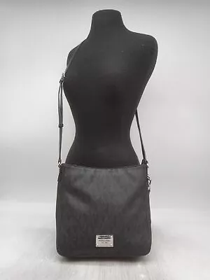 Michael Kors Signature Black Coated Canvas Crossbody Handbag Purse • $19.99