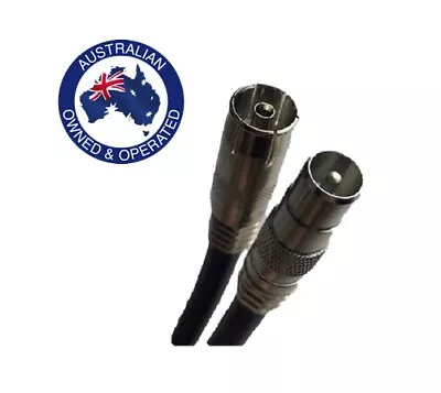 $7.95 • Buy TV Antenna Cable PAL Male To Female Aerial Flylead Coax RG6 Quad Shield Black