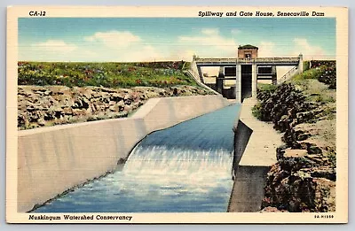 Spillway & Gate House Senecaville Dam Muskingum Watershed Ohio OH Postcard C9 • $4.95