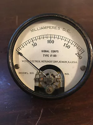 Western Electric Panel Gauge Mimlliampers D.C. Signal Corps Model 301 Type IF-90 • $17.99