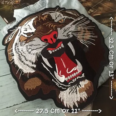 Large Tiger Roar Biker Motorcycle Iron On Embroidered Large Size Back Patch XL  • $17.95