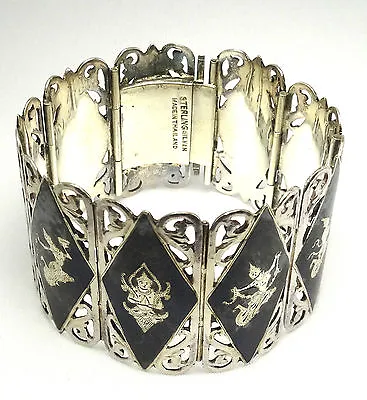 Vintage Siam Sita 925 Sterling Silver Link Bracelet Size- 6 • $225