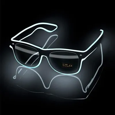 Light Up El Wire Neon Rave Glasses Glow Flashing LED Sunglasses Costumes For Par • £8.99